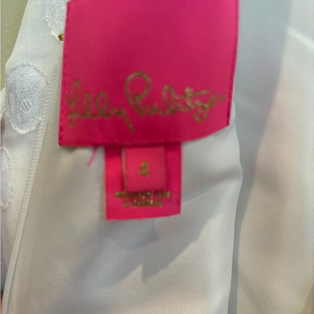 Lilly Pulitzer Foil Printed Polka Dot Resort White Brandi Shift - Picture 4 of 4